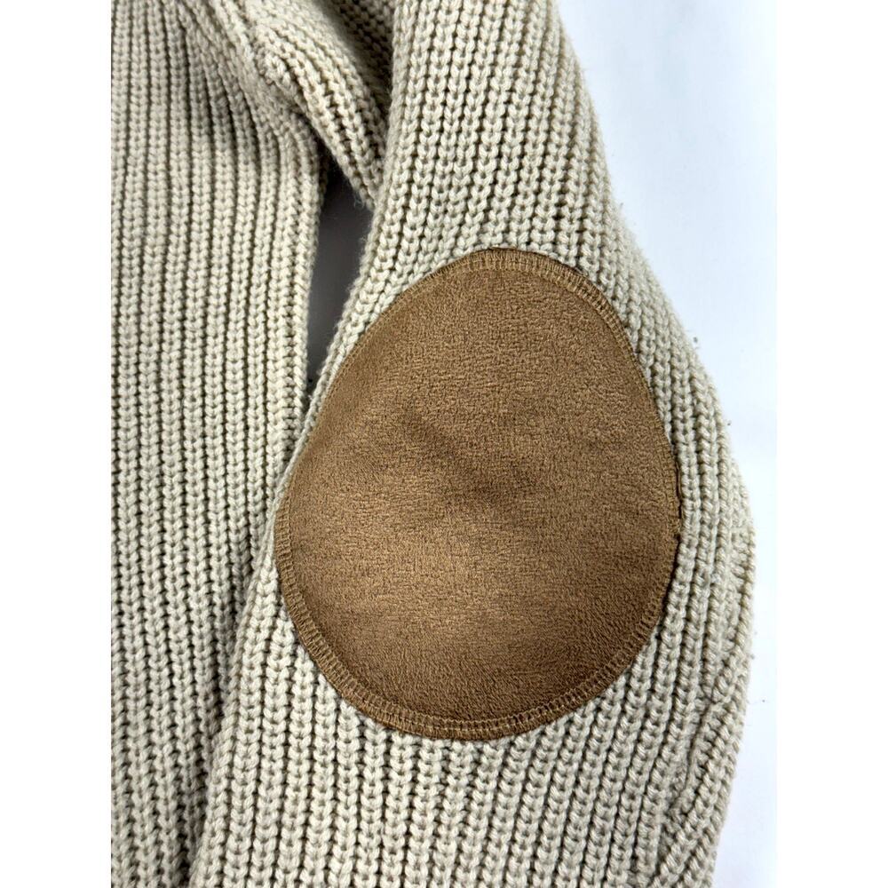 Debbie Morgan Womens Beige Knit Sweater Elbow Patch Scoop Neck Pockets M - Picture 4 of 7